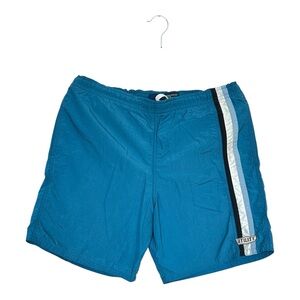 Vintage Utility Quality Clothing Blue Nylon Swim Trunks Shorts Men’s Size Small